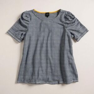 W5 Women's Blue White Textured Puff Sleeve‎ Top Blouse Size L